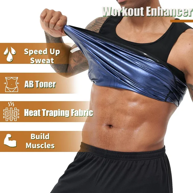 Men’s Sweat Shaper Tank Top – Slim Fit Neoprene Vest for Posture & Sweat Boost