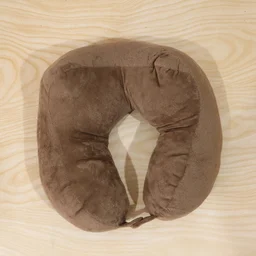 Men's U Shaped Soft Brown Plush Travel Neck Pillow for Head Support (1 Pc)
