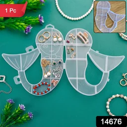 Mermaid Shape Storage Box Plastic Jewellery Organizer Multi Compartment (1 Pc)