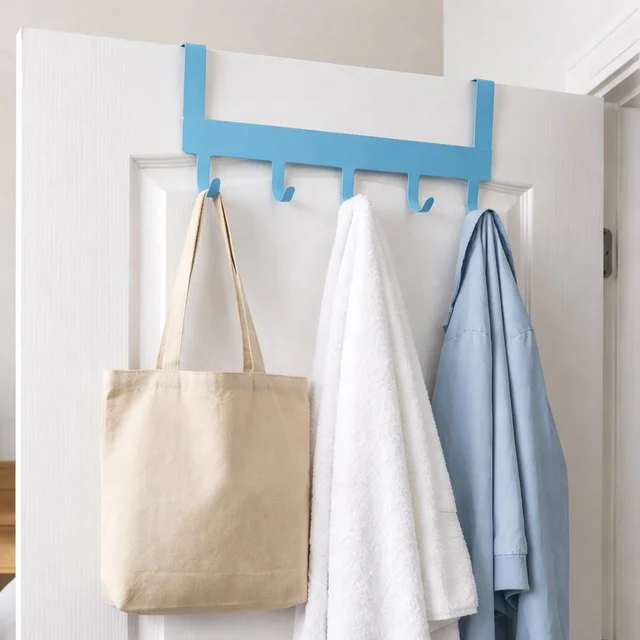 Metal 5 Hook Hanging Rack – Heavy Duty Over Door Hanger