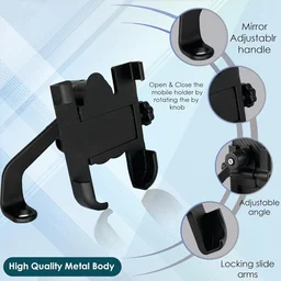 Metal Bike Phone Holder – Rear View Mirror Mount | PHOBIA
