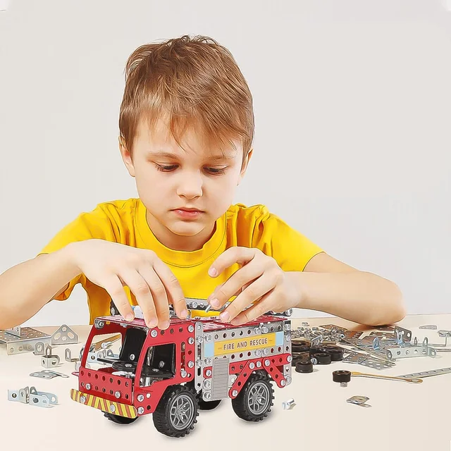 Metal Fire Truck Building Blocks – DIY STEM Kit for Kids | Little Blocks