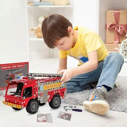 Metal Fire Truck Building Blocks – DIY STEM Kit for Kids | Little Blocks