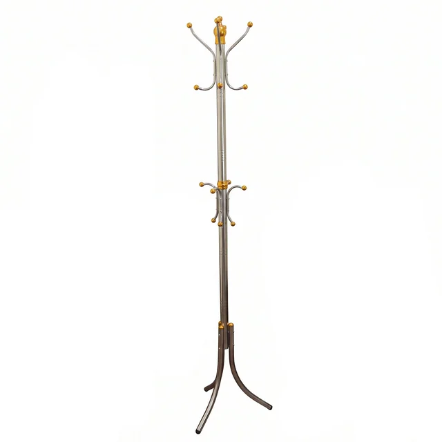 Metal Floor Standing Coat Rack Clothes Hanger Stand with Multi Hooks (1 Pc)