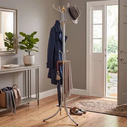 Metal Floor Standing Coat Rack Clothes Hanger Stand with Multi Hooks (1 Pc)