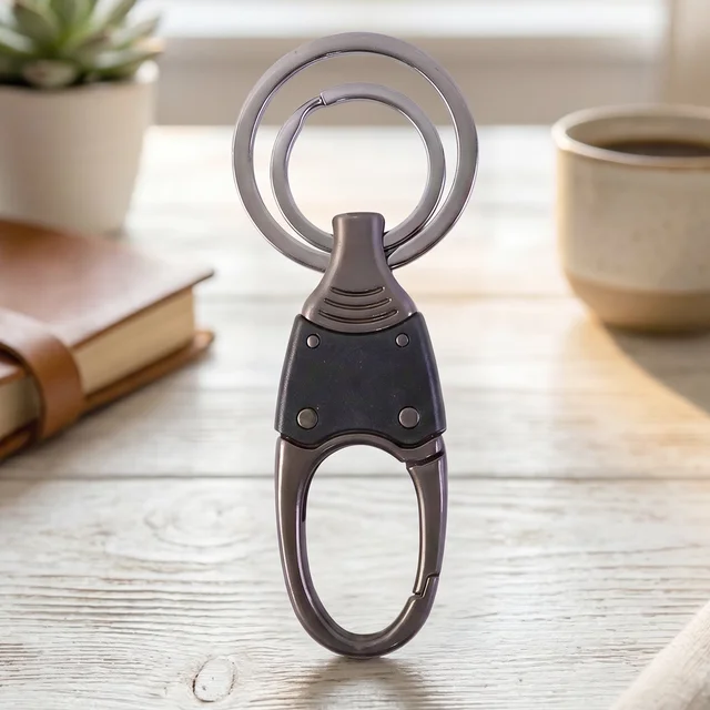 Metal Key Holder – Durable Dual Ring with Rotating Swivel