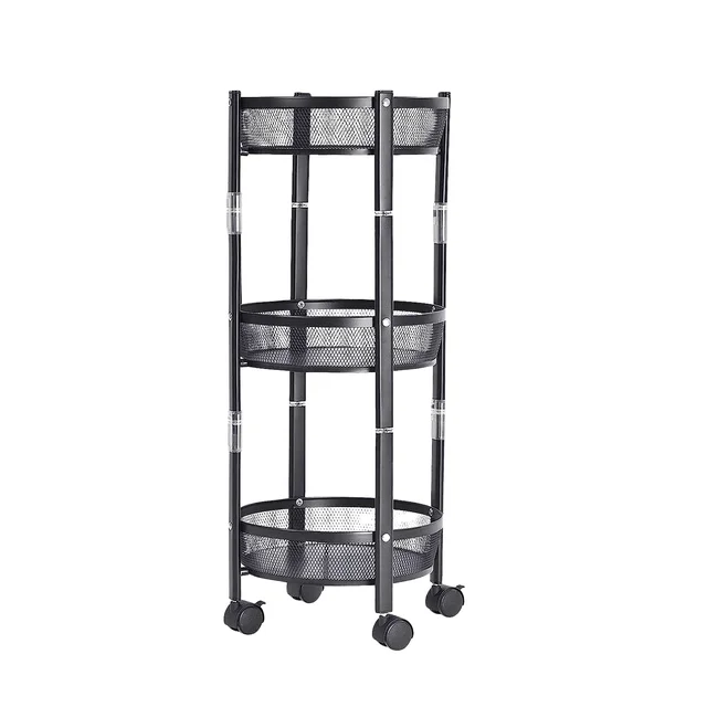 Metal Mesh Storage Trolley – 3-Layer Utility Cart with Wheels