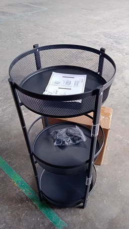 Metal Mesh Storage Trolley – 3-Layer Utility Cart with Wheels