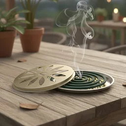 Metal Mosquito Coil Stand with Protective Cover – Durable and Safe