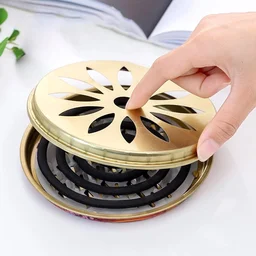 Metal Mosquito Coil Stand with Protective Cover – Durable and Safe