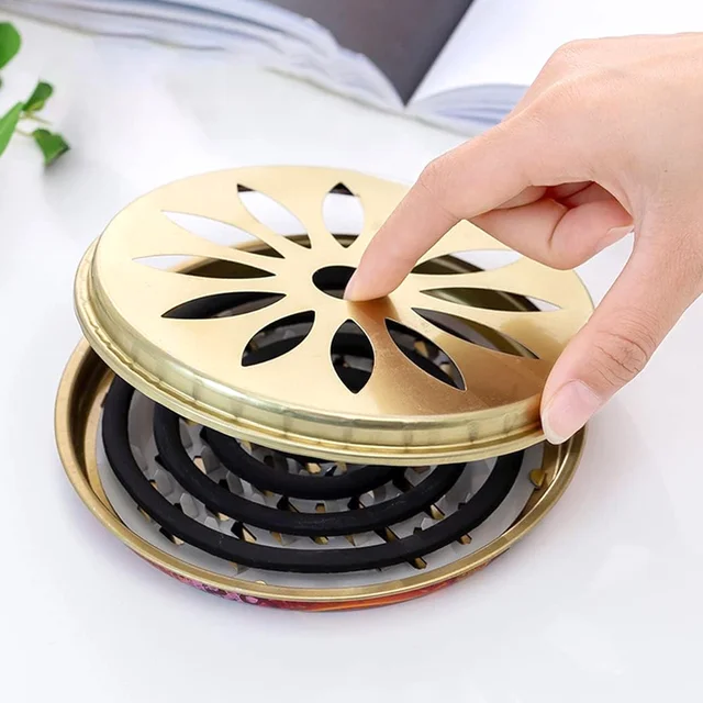 Metal Mosquito Coil Stand with Protective Cover – Durable and Safe