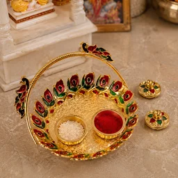 Metal Peacock Handle Kumkum Dish (1 Pc)