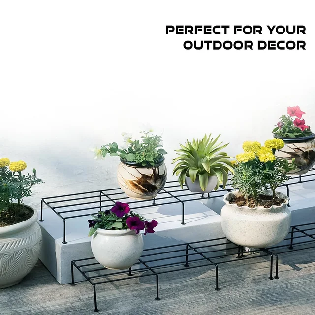 Metal Rectangle Flower Plant Stand – Durable 2 Pc Set | Giftoiza