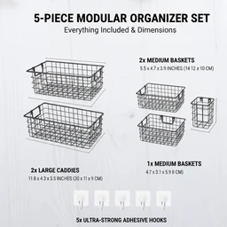 Metal Shower Caddy – Durable 5-Pc Bathroom Organizer Combo
