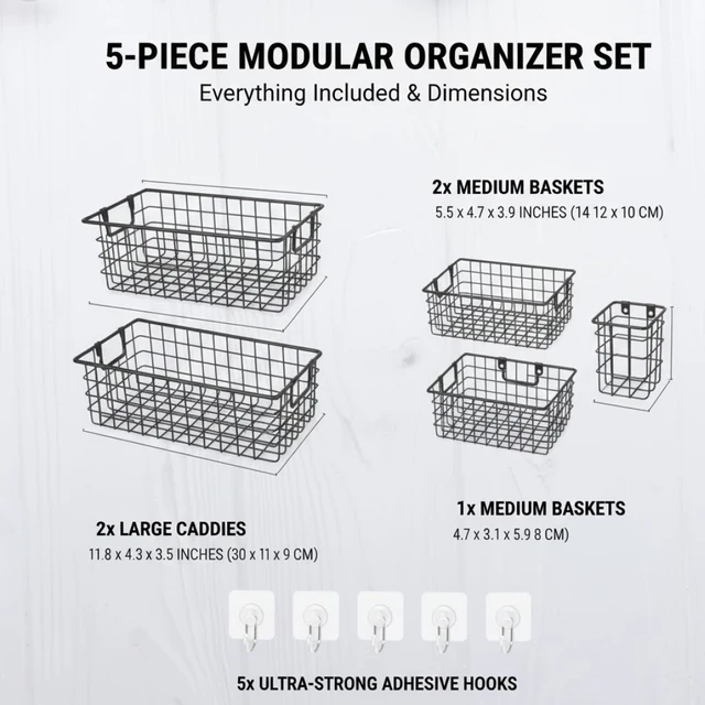 Metal Shower Caddy – Durable 5-Pc Bathroom Organizer Combo