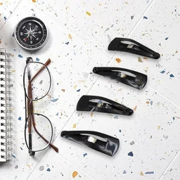 Metal Tic Tac Hair Clips – 12 Pcs Matt Black Set | Calm & Curl