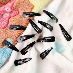 Metal Tik Tak Hair Clips – 12 Pc Matt Black Set | Calm & Curl