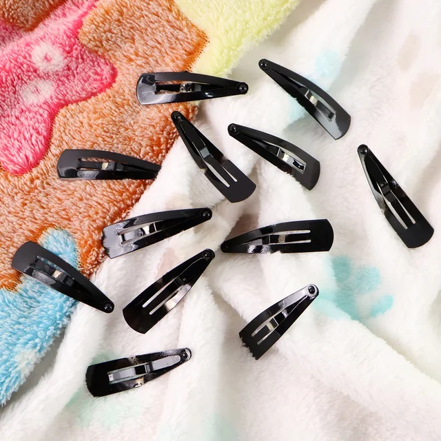 Metal Tik Tak Hair Clips – 12 Pc Matt Black Set | Calm & Curl
