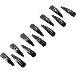 Metal Tik Tak Hair Clips – 12 Pc Matt Black Set | Calm & Curl