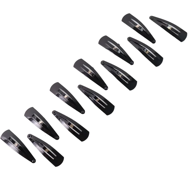 Metal Tik Tak Hair Clips – 12 Pc Matt Black Set | Calm & Curl