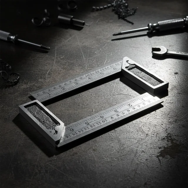 Metal Try Square Ruler Set – Durable 2-Piece Precision Tool