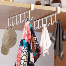 Metal Under-Shelf Storage Rack – 6 Hooks for Easy Organization