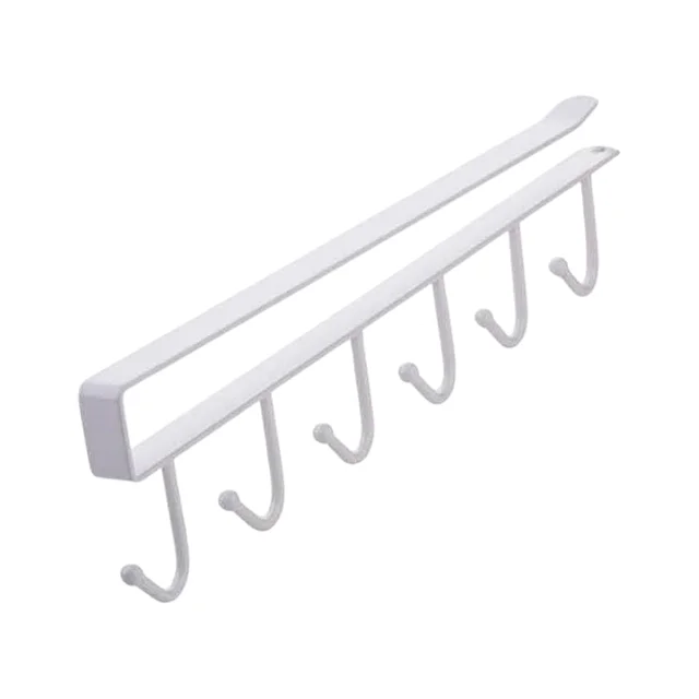 Metal Under-Shelf Storage Rack – 6 Hooks for Easy Organization