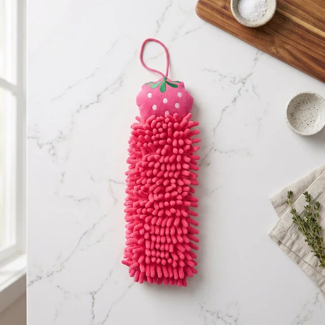 Microfiber Chenille Hanging Hand Towel for Bathroom and Kitchen Cleaning (1 Pc)
