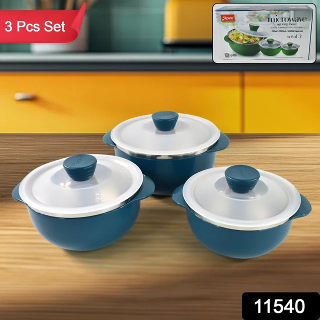 Microwave-Safe Serving Bowl Set – Durable 3-Piece Nestable Bowls