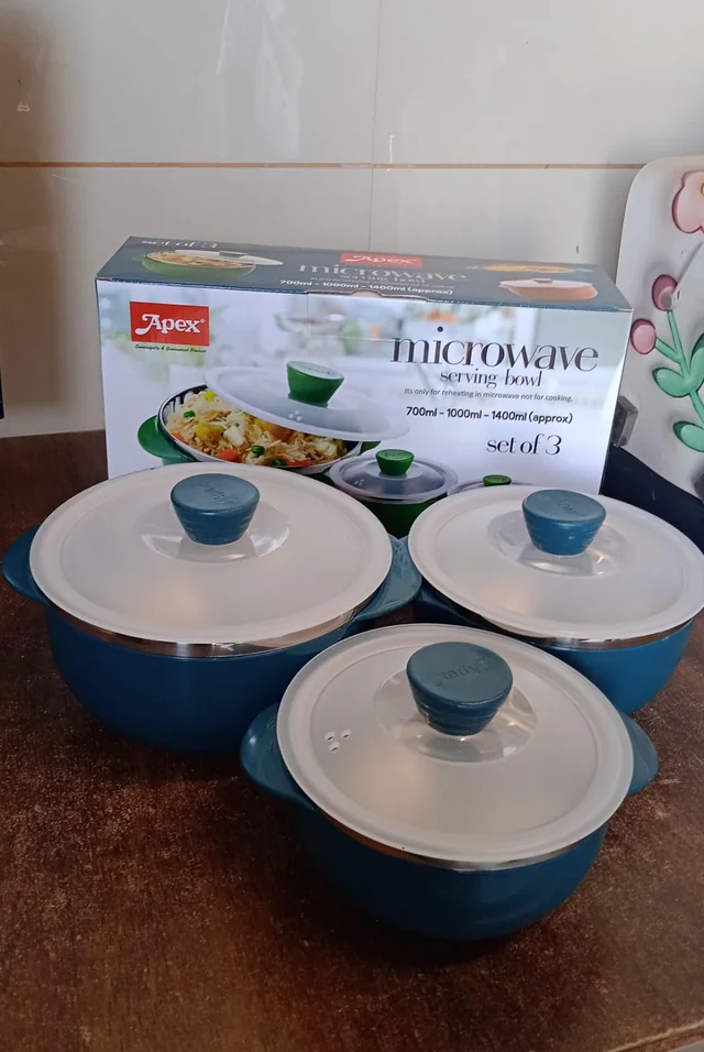 Microwave-Safe Serving Bowl Set – Durable 3-Piece Nestable Bowls