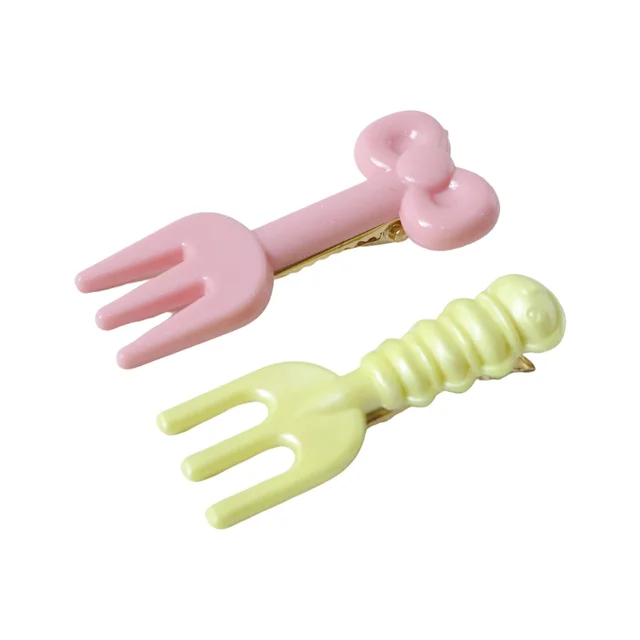 Mini Fork Hair Clips – Pastel Set of 4 for Girls & Women