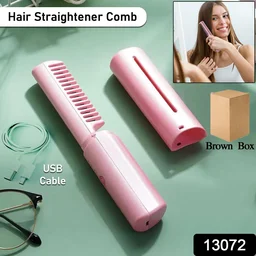 Mini Hair Straightener Brush – Cordless & Rechargeable for Travel