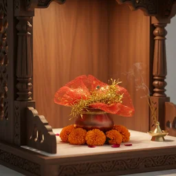 Mini Kalash Pooja Set – Decorative Copper-Style with Cloth Cover