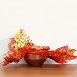 Mini Kalash Pooja Set – Decorative Copper-Style with Cloth Cover