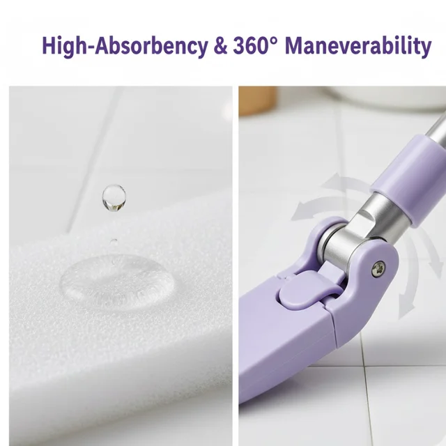 Mini Mop with Automatic Cloth Change & Push-Pull Handle | Velvet Wipe