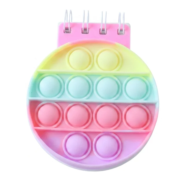 Mini Pop It Diary Fidget Notebook for Kids Rainbow Silicone Bubble (1 Pc)