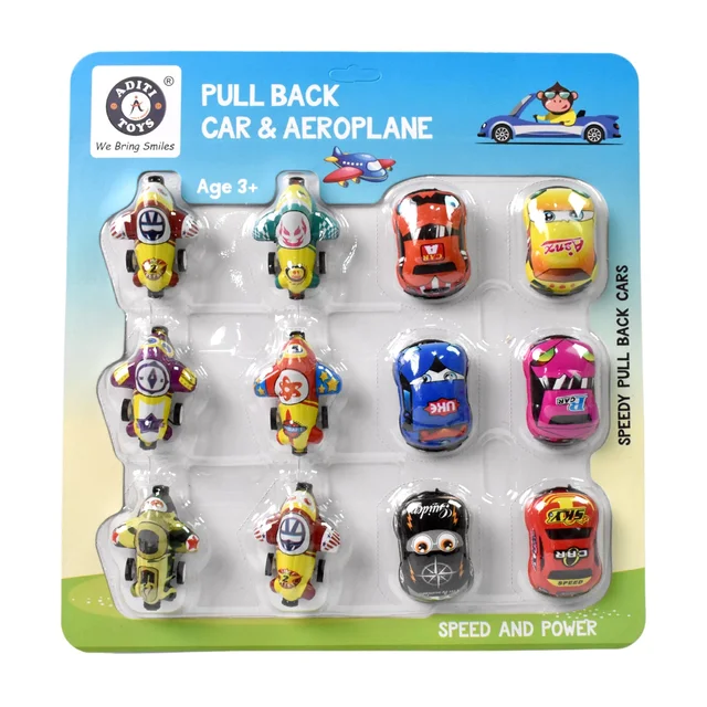 Mini Pull Back Car Toy Set – 12-Piece Vehicle Collection | Aditi