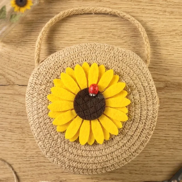 Mini Round Crossbody Purse – Trendy sunflower design for casual wear