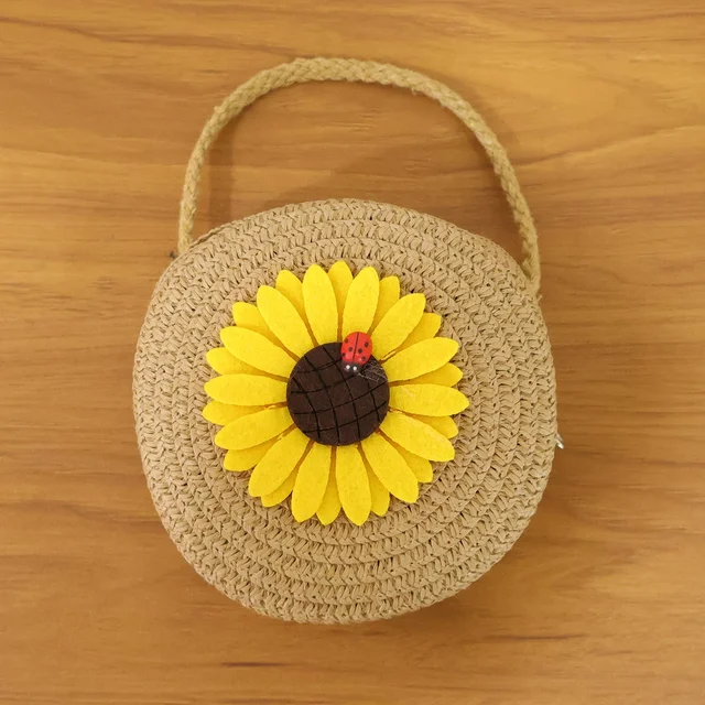Mini Round Crossbody Purse – Trendy sunflower design for casual wear