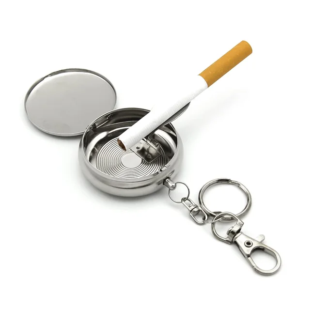 Mini Stainless Steel Ashtray – Portable with Secure Lid for Travel