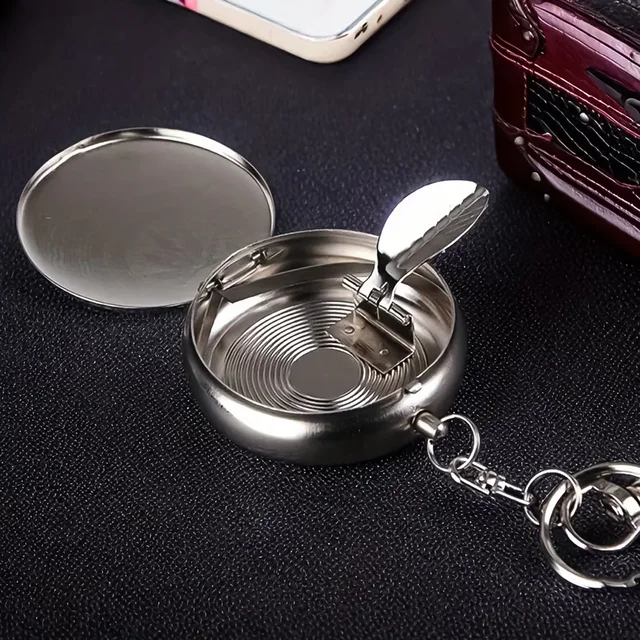 Mini Stainless Steel Ashtray – Portable with Secure Lid for Travel