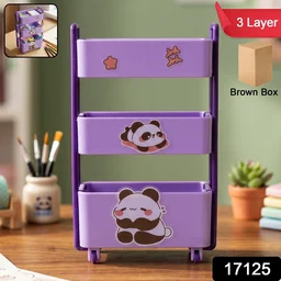 Mini Storage Trolley – 3-Tier Desk Organizer with Wheels for Kids and Office
