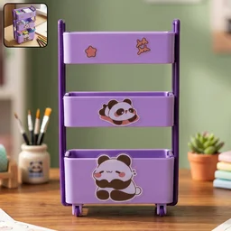 Mini Storage Trolley – 3-Tier Desk Organizer with Wheels for Kids and Office
