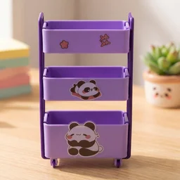 Mini Storage Trolley – 3-Tier Desk Organizer with Wheels for Kids and Office