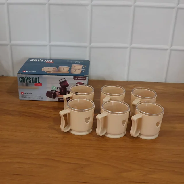 Mini Tea Coffee Mug Set – Elegant Heart Design, 100ML (6 Pieces)