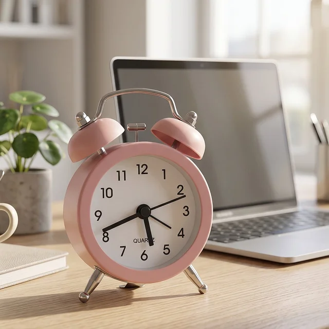 Mini Twin Bell Analog Alarm Clock Vintage Table Desk Loud Ringer (1 Pc)