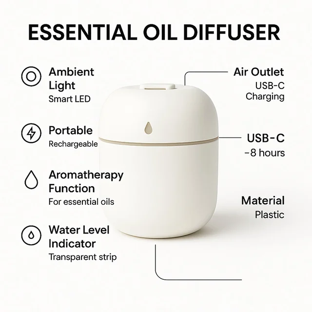 Mini USB Humidifier – Portable Diffuser & Cool Mist 250ML | Airvanta