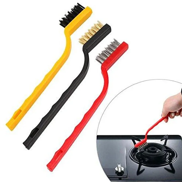 Mini Wire Brush Set – 3 Pc Brass, Nylon, Steel | Velvet Wipe