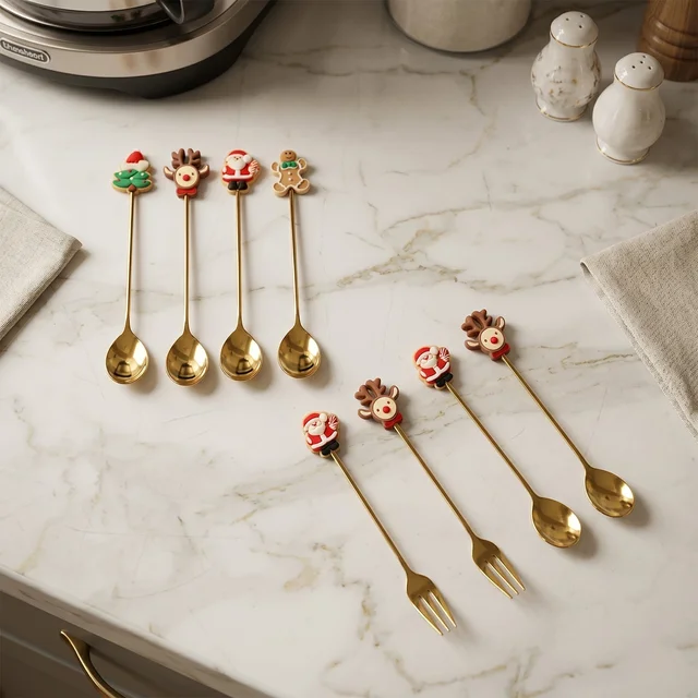 Mix Golden Cartoon Spoon Set – Stylish & Durable Tableware