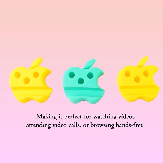 Mobile Stand with Pen Holder – Apple-Shaped Desk Organizer 3 Pc